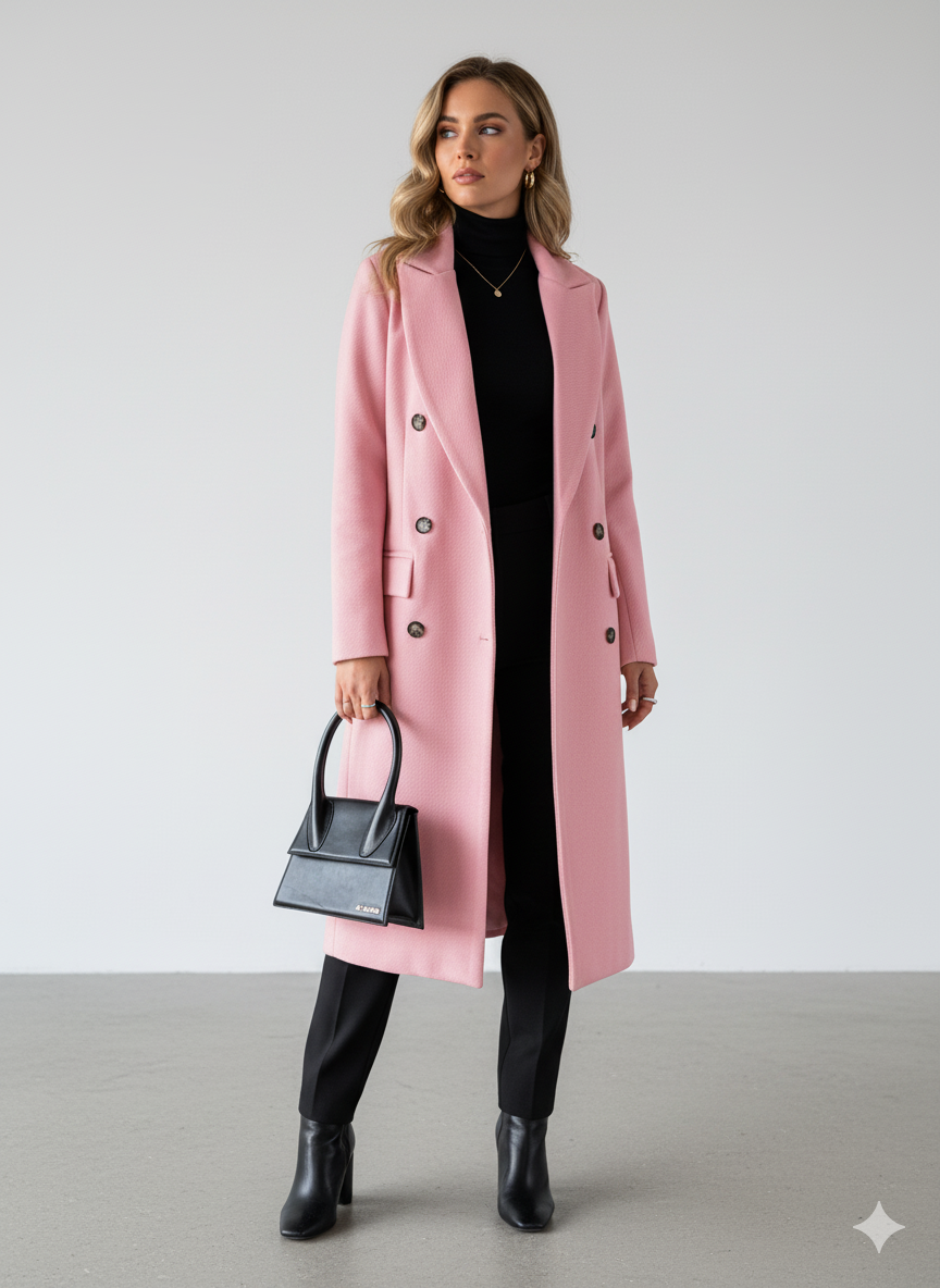 Damen Mantel mit Reverskragen | Doppelreihig & Elegant | Herbst/Winter
