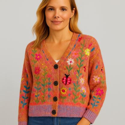 Damen Cardigan mit buntem Strickjacke | Herbst Winter