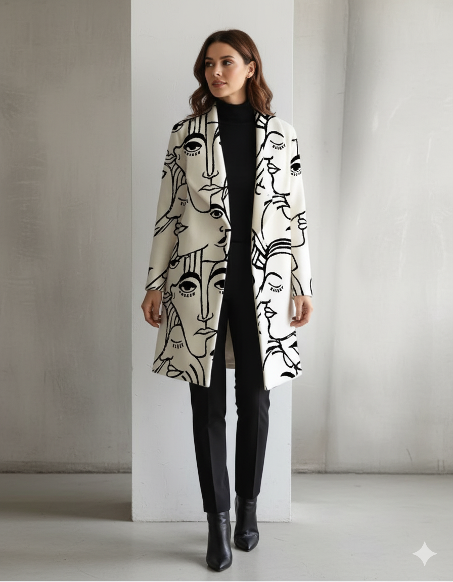 Damen Wollmantel mit Karomuster | Oversize & Warm | Winter