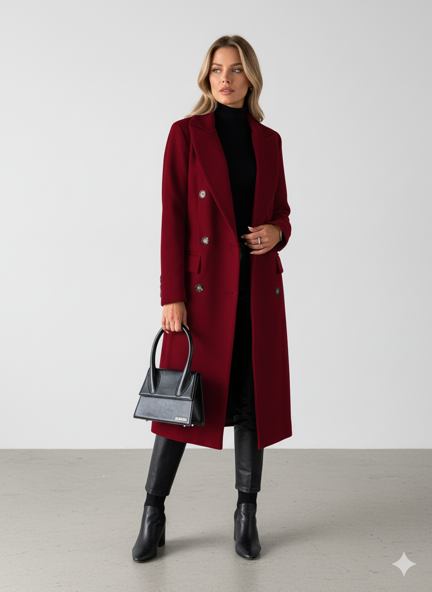 Damen Mantel mit Reverskragen | Doppelreihig & Elegant | Herbst/Winter