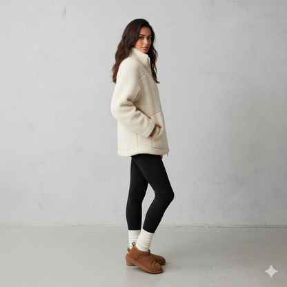 Damen Teddyjacke mit Reißverschluss | Kuschelig & Warm | Winter