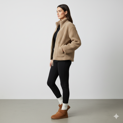 Damen Teddyjacke mit Reißverschluss | Kuschelig & Warm | Winter