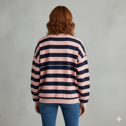 Damen Pullover Kuschelig Lässig | Gestreift | Rundhals