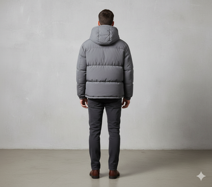 Warme Herren Pufferjacke mit Kapuze
