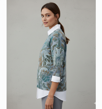 Damen Strickpullover mit Blumenmuster | Locker & Elegant